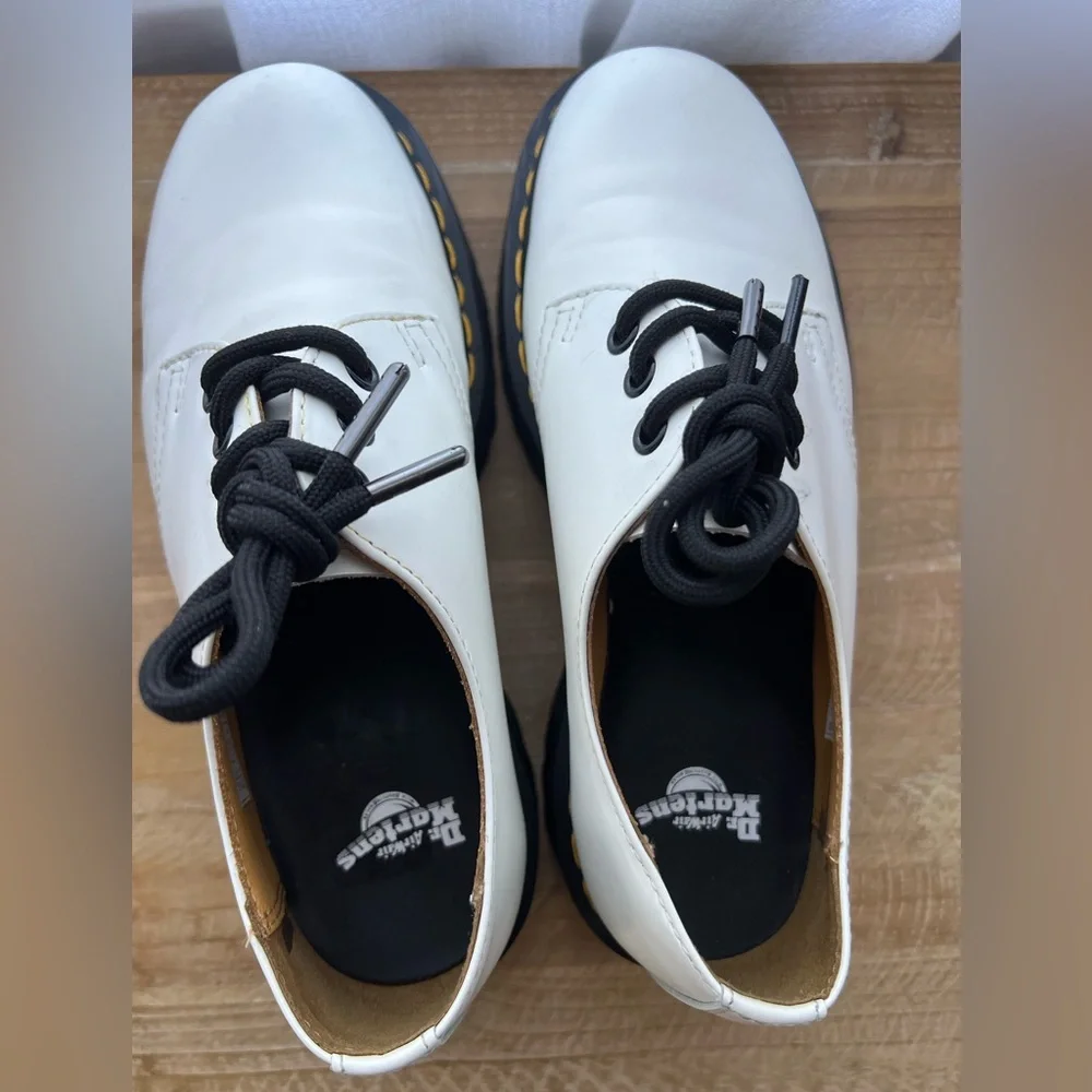 Dr. Martens 1461 Quad White Smooth Leather Platform Shoes Women’s Size 6